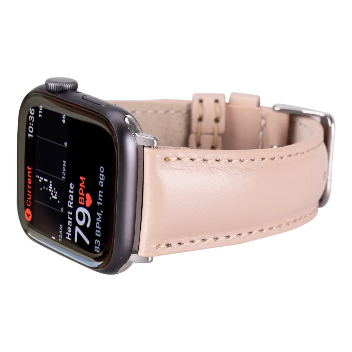 Soft Nude Pink Genuine Leather Apple Watch Band - Stylish & Comfortable for Women, Compatible with All Apple Watch Series - Perfect for Workouts, Office & Everyday Wear