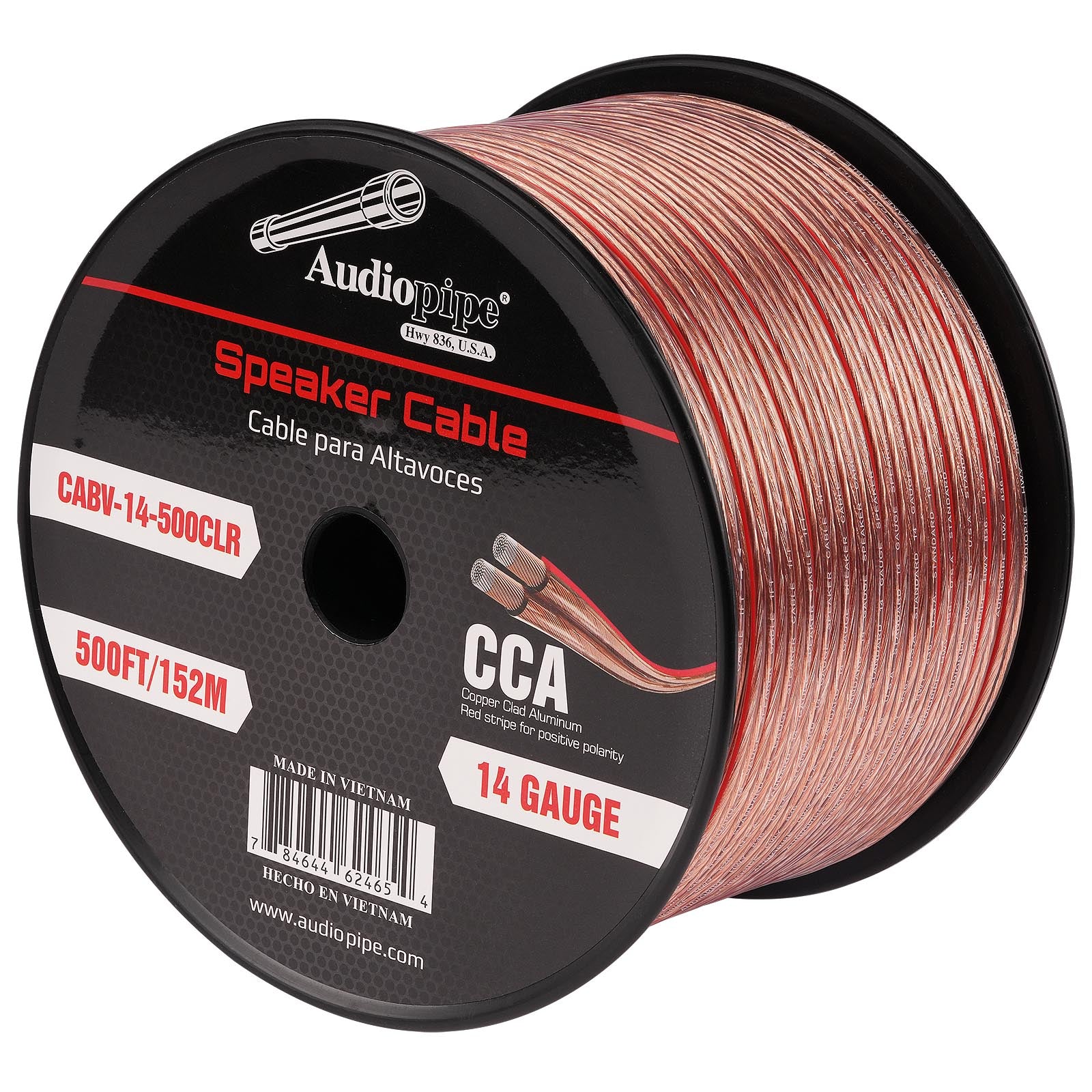 500FT 14AWG Speaker Cable - High Performance Oxygen-Free Copper Wire for Home Theater & Pro Audio Systems (CABV 14 500CLR) - Perfect for Surround Sound, DJ Equipment, and Studio Installations