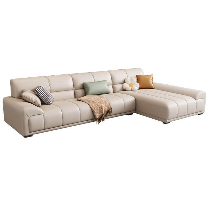 L-Shaped Sectional Sofa with Chaise Lounge - Reversible Right/Left Facing, Solid Pine Wood Frame & Hidden Support - Perfect for Living Room, Home Theater or Office Lounge