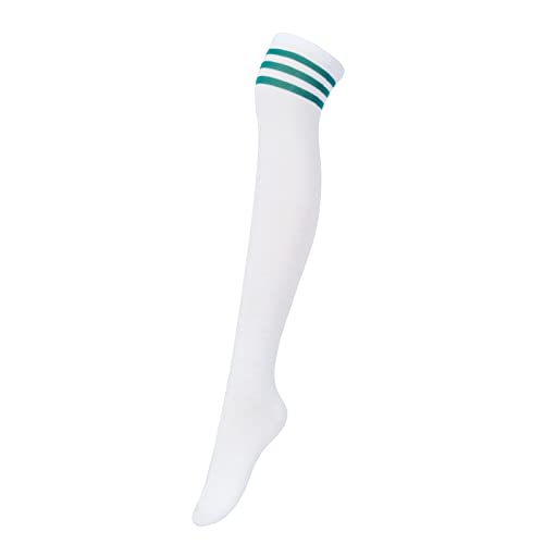 1 Pair - White With Green Stripes