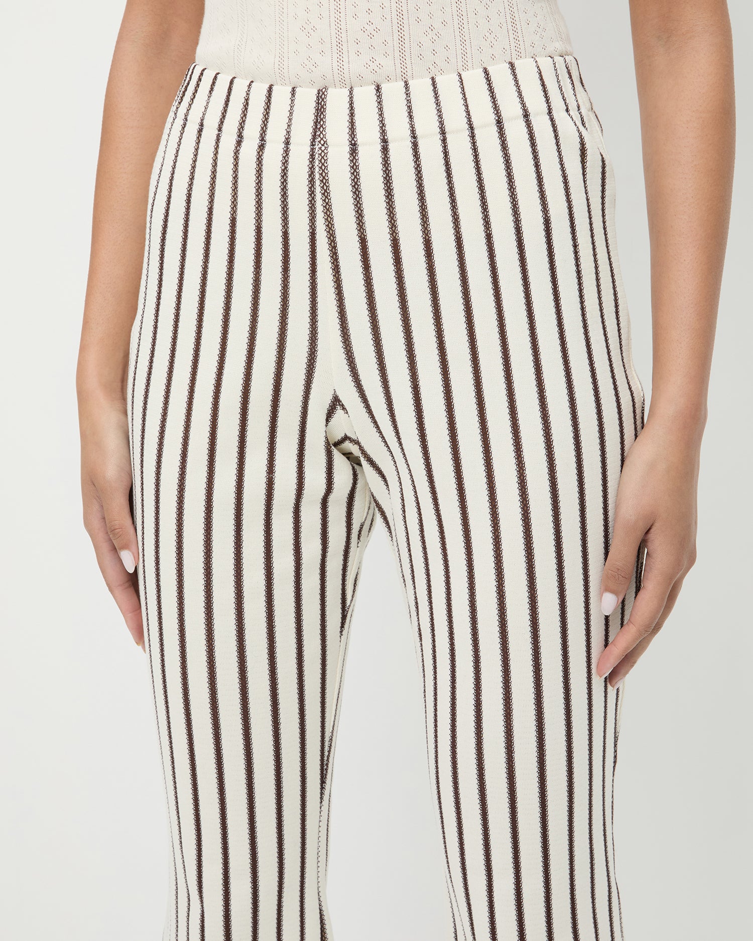 Alex Brown Striped Pants for Men - Comfortable Casual Trousers with Elastic Waist | Perfect for Office, Travel & Everyday Wear