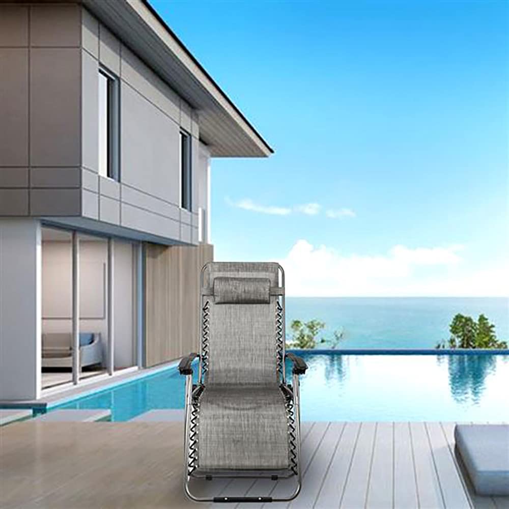 Premium Wide Folding Beach Chairs for Adults - Zero Gravity Lounge Chair with Adjustable Headrest Pillow & Cup Holder - Perfect for Poolside Relaxation, Backyard Lounging, Beach Vacation & Outdoor Camping