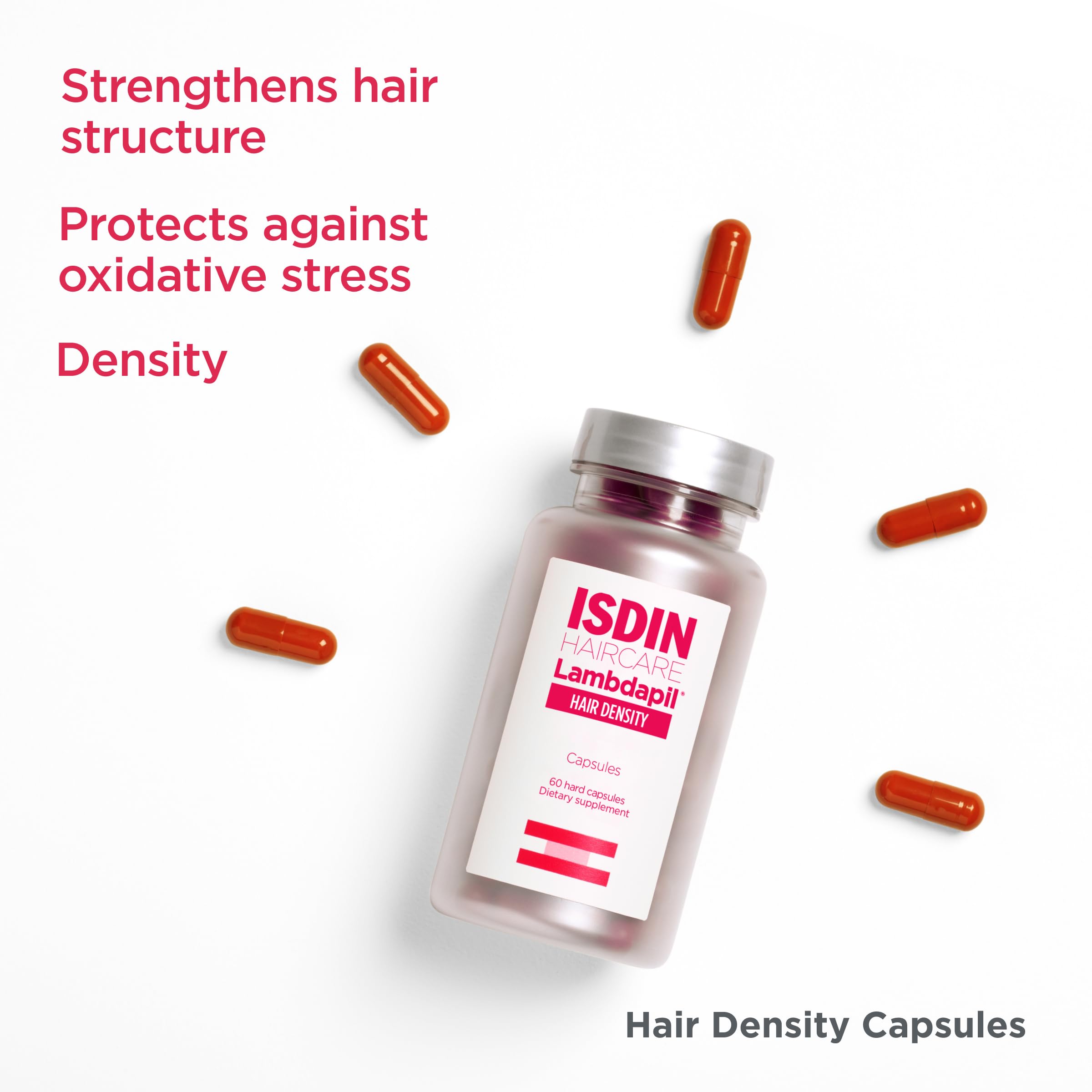 ISDIN Lambdapil Hair Density Capsules - Hair Growth Vitamins for Thinning Hair & Thicker Strands | Clinically Proven Formula for Women & Men | Daily Supplement for Fuller, Healthier Hair at Home & On-The-Go