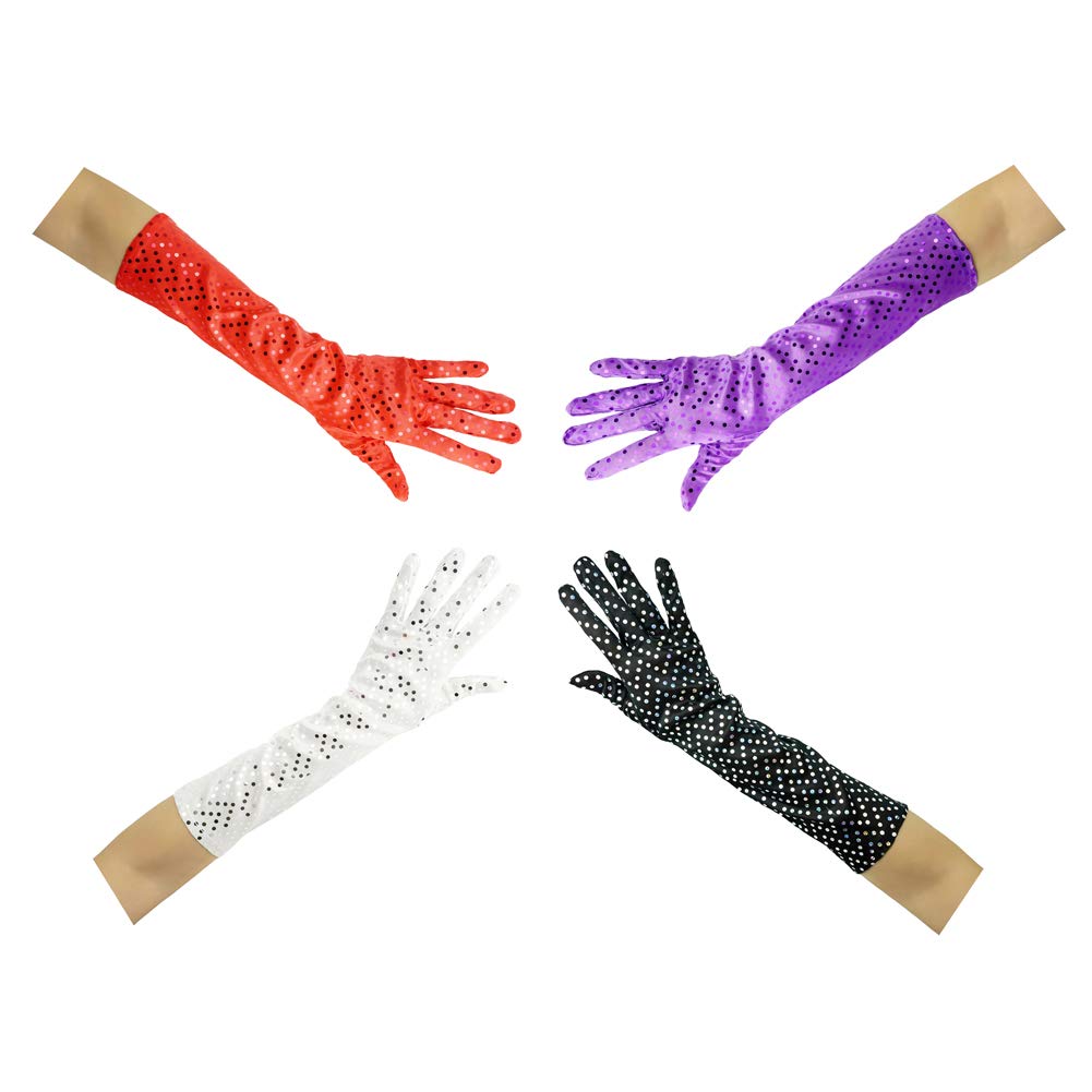 Sparkly Red Sequin Gloves for Women - Elegant Prom, Wedding, Dance Costume Accessories & Party Glamour - Perfect for Evening Events, Performances and Special Occasions