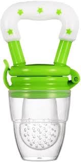 BPA-Free Silicone Baby Fruit Feeder & Teether with Extra Mesh - Soft Pacifier for Infants, Safe Chewable Food Nibbler for Babies (Green, Pack of 1) - Perfect for Introducing Solids & Soothing Teething Pain