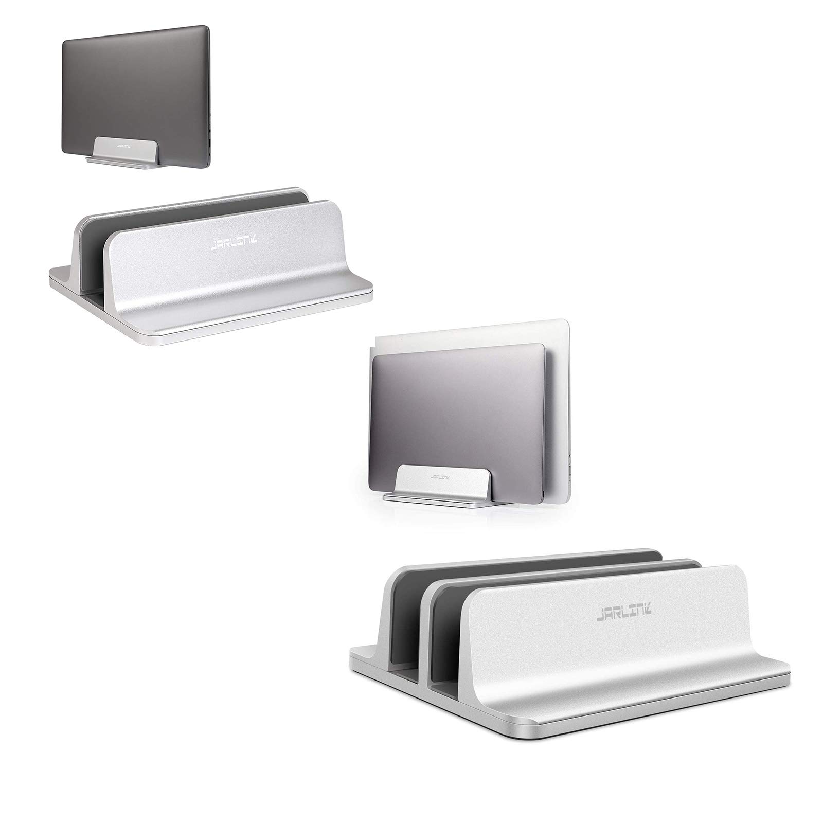 JARLINK Vertical Laptop Stand with Docking Station - Adjustable Double Desktop Stand Holder for Laptop (Up to 17.3