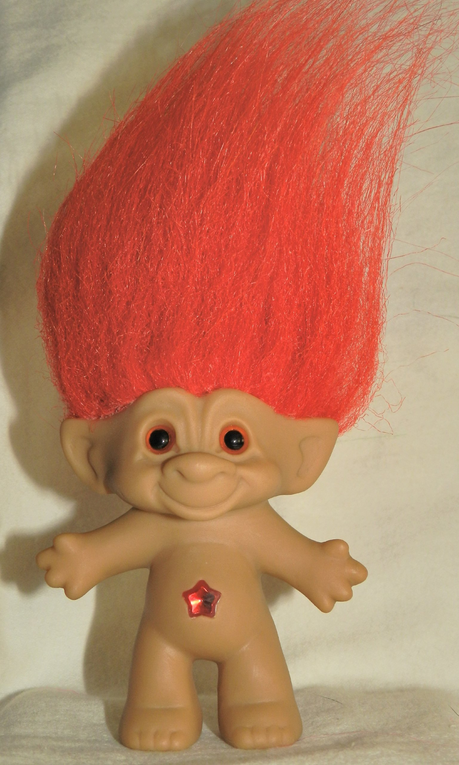 4 Inch Lucky Treasure Troll with Naked Red Hair & Red Bellybutton – Cute Collectible Doll for Kids, Party Favors, and Home Decor