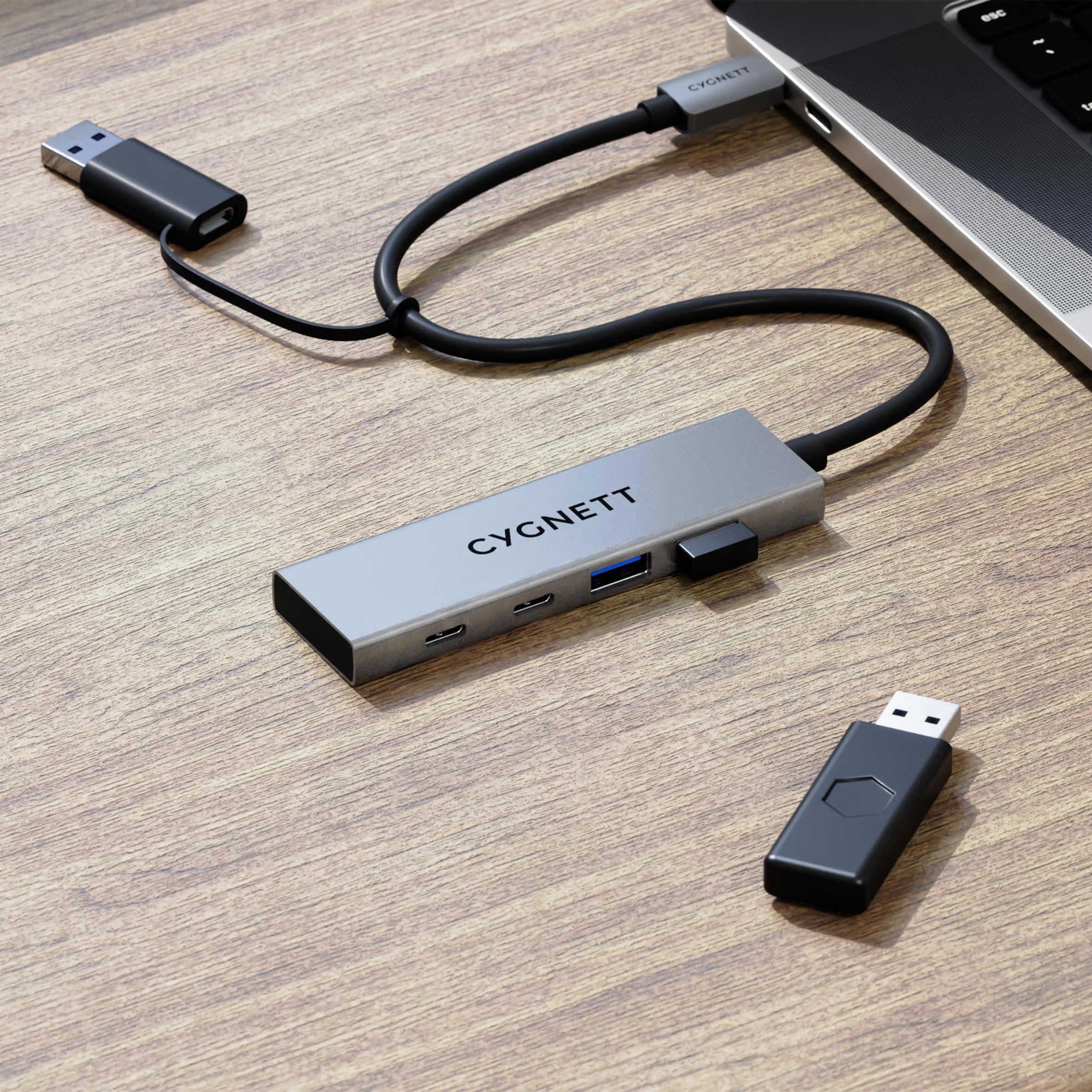4-in-1 USB C Hub with USB-C and USB-A Ports - Perfect for MacBook, iPad, and Laptop Connectivity