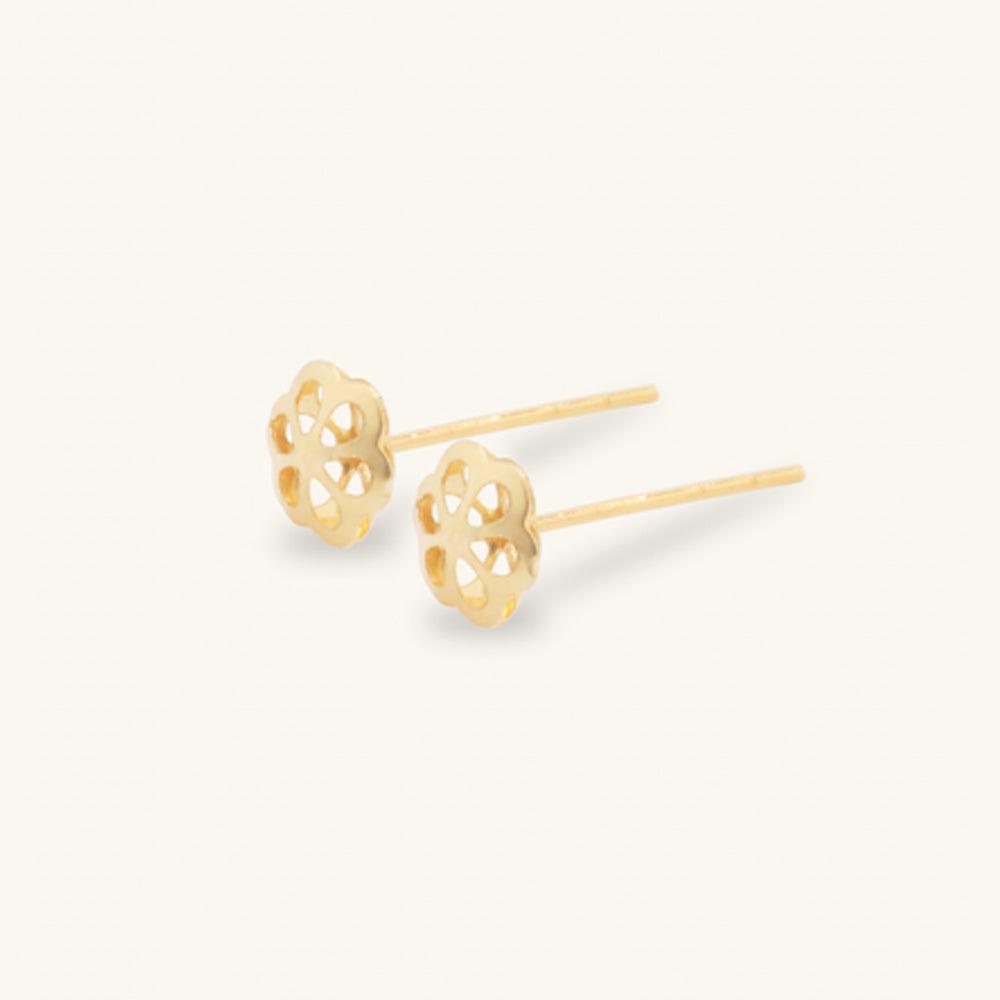 Shining Gold Plum Blossom Stud Earrings for Women - Elegant Floral Jewelry Gift for Birthday, Anniversary & Special Occasions