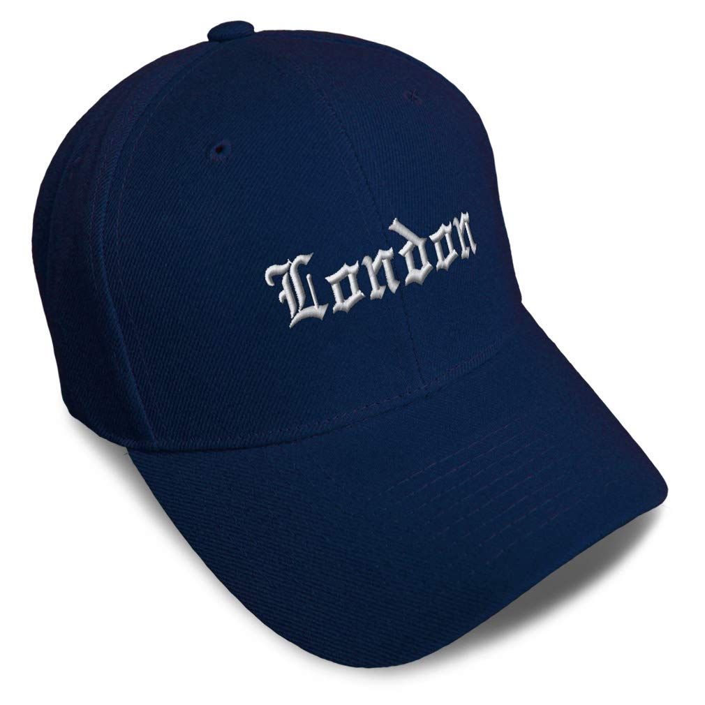 Speedy Pros Baseball Cap - London England Embroidery Acrylic Dad Hat for Men & Women - Adjustable Strap Closure - Navy Blue - Perfect for Sports, Outdoor Activities & Casual Wear