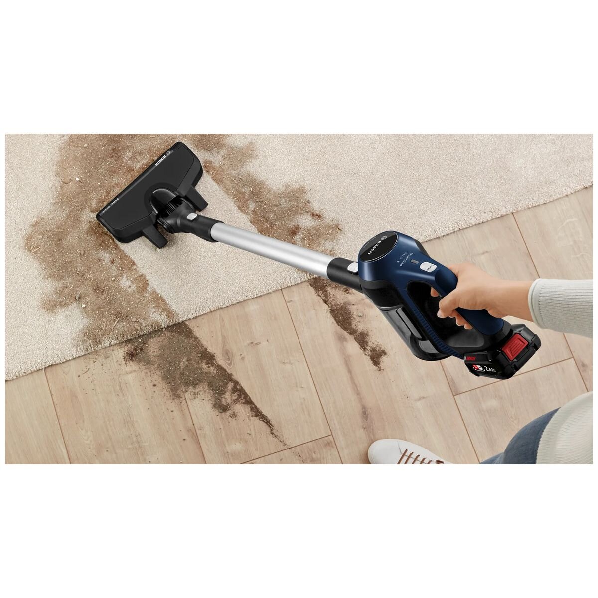 Bosch Series 6 Cordless Hand Stick Vacuum Cleaner - Lightweight, Powerful Suction, 60min Runtime, Moonlight Blue (BCS611AU) - Perfect for Hard Floors, Carpets & Pet Hair Cleaning