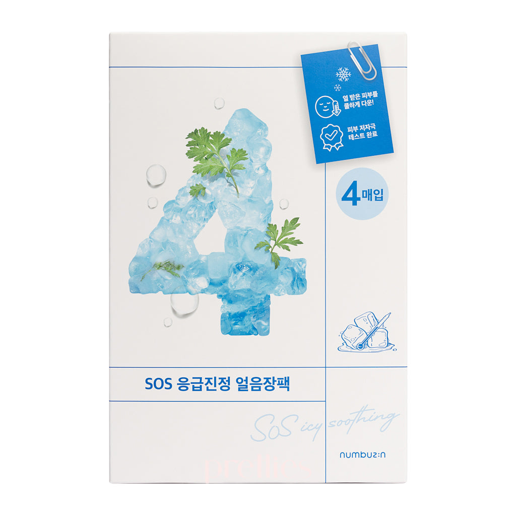 Numbuzin No.4 Icy Soothing Sheet Mask - 4 Sheets/Box - Hydrating & Cooling Facial Mask for Glowing Skin - Perfect for Summer Skincare & Post-Sun Care