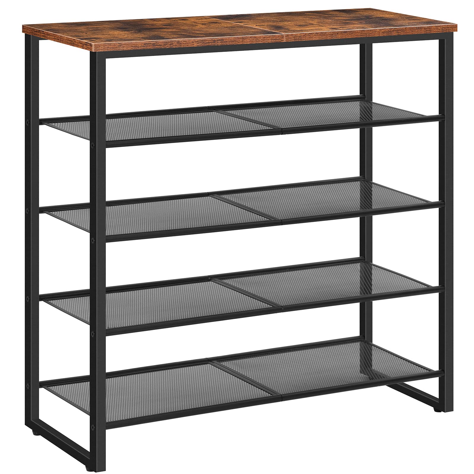 HOOBRO 5-Tier Shoe Rack Organizer - Space Saving Shoe Storage Shelf for 16-20 Pairs, Durable & Stable Entryway Shoe Cabinet - Perfect for Hallway, Closet, Dorm Room, Office - Industrial Rustic Brown Design BF58XJ01 | Ideal for Small Spaces & Home Organization