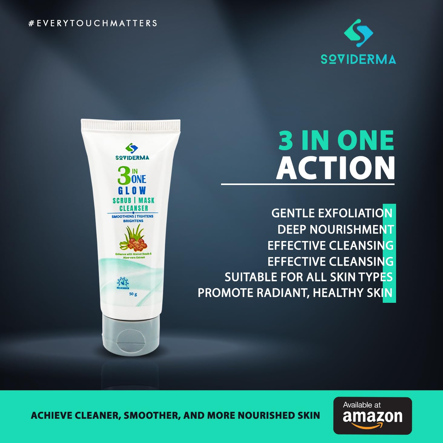 Soviderma Ultimate 3-in-1 Facial Scrub, Mask & Cleanser for Glowing Skin | Exfoliating, Deep Cleansing & Pore Minimizing | Perfect for Daily Skincare Routine & Spa Night