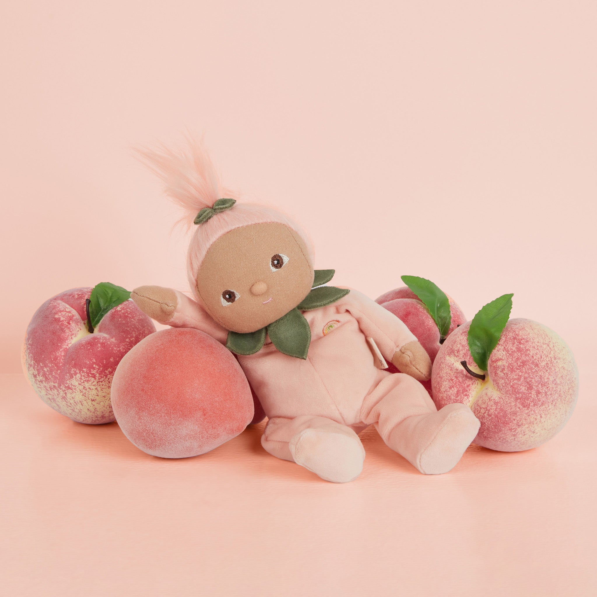 Dinky Dinkums Fruity Cuties Peggy Peach Plush Toy - Soft Cute Fruit-Themed Stuffed Animal for Kids, Perfect for Nursery Decor, Birthday Gifts & Cuddling