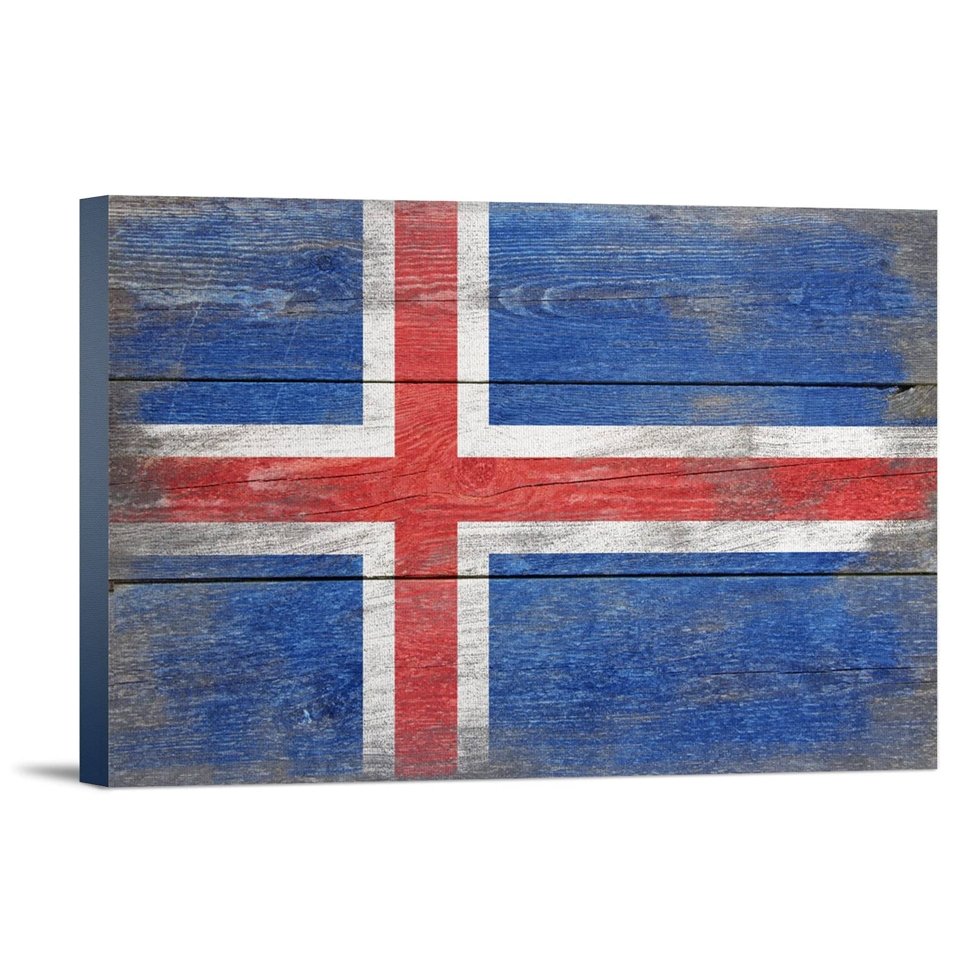 Lantern Press Rustic Iceland Country Flag Wall Art - 12x18 Wrapped Canvas Print, Nordic Home Decor for Living Room, Bedroom & Office