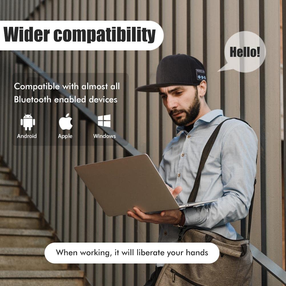 Bluetooth Speaker Hat with Wireless 5.0 Technology - Adjustable Smart Baseball Cap with Built-in Speakerphone for Men & Women - Perfect for Outdoor Sports, Running, Cycling & Travel Adventures