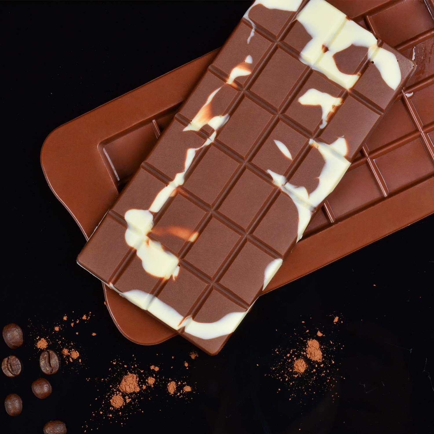Silicone Chocolate Bar Mold Set of 4 - Break Apart Candy & Protein Bar Molds for Homemade Chocolate, Energy Bars - Perfect for Baking, Candy Making, and DIY Treats at Home