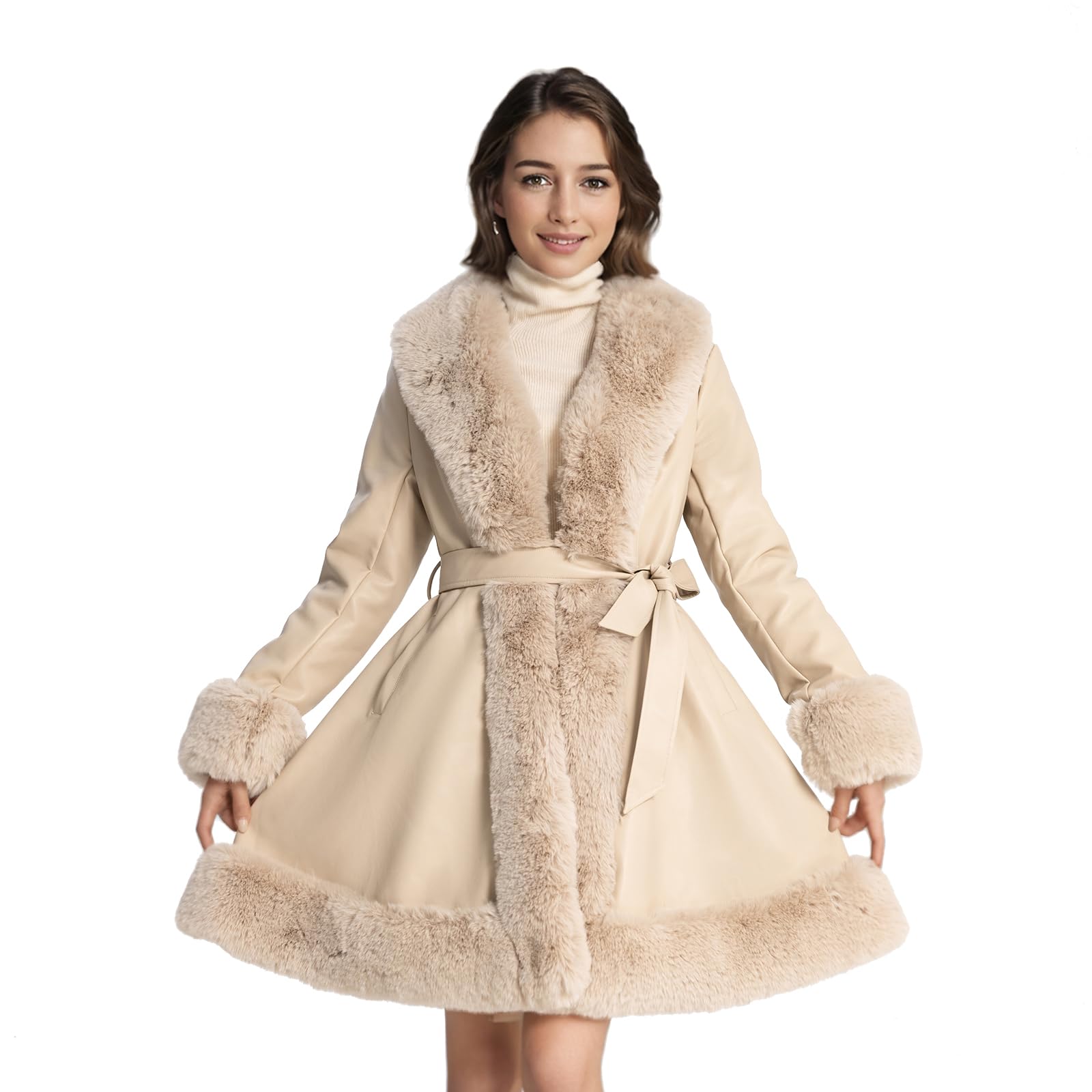 Women's Winter Faux Fur Coats & Faux Fur Leather Jackets - Warm Stylish Outerwear for Cold Weather, Parties and Date Nights