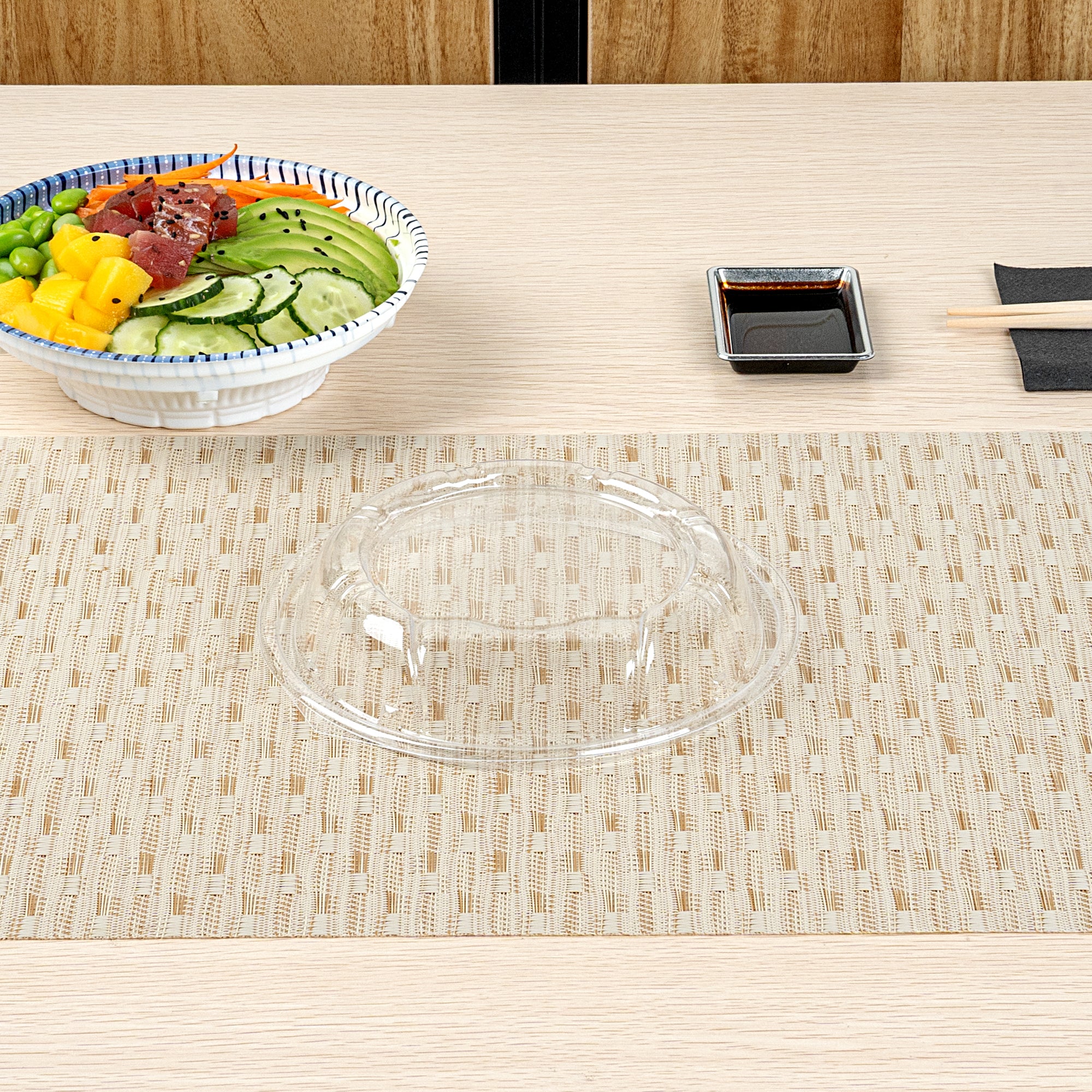 Clear Plastic Bento Box Lid - Fits 10 oz Asian Style Bowls (6.75