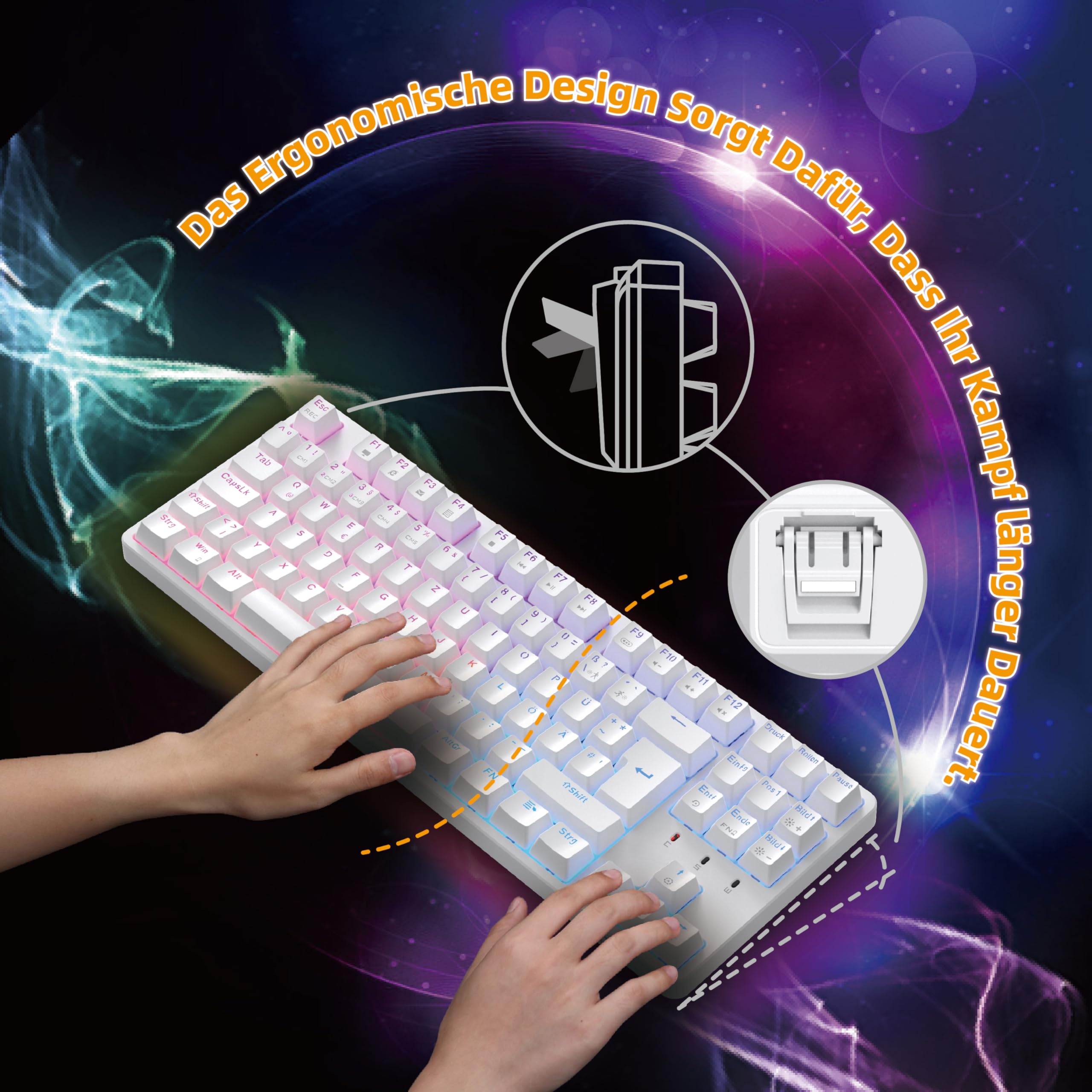CIY X77 RGB Mechanical Keyboard - Hot-Swappable, 87 Keys for Gaming & Office (White/Brown Switch)
