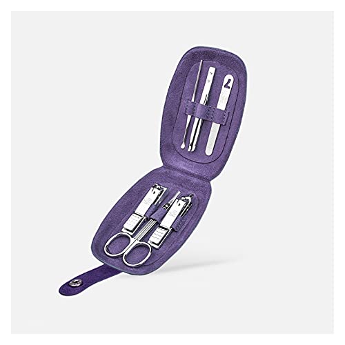 Premium 6-in-1 Stainless Steel Nail Clipper Set with Travel Case - Manicure & Pedicure Kit for Home, Travel, and Professional Grooming (Purple) - Perfect for Daily Nail Care, Salon Use, and On-the-Go Hygiene