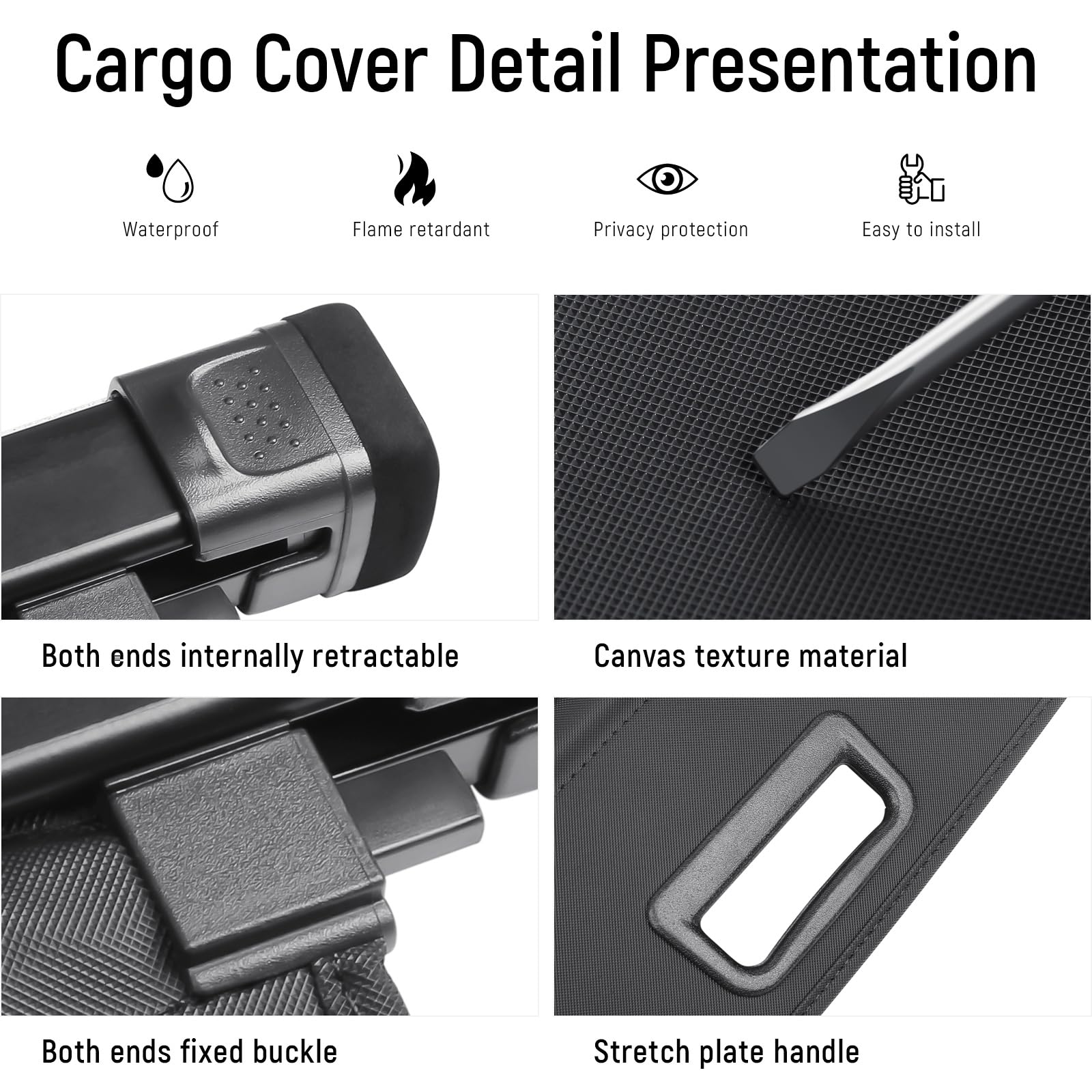 2022-2024 Toyota Corolla Cross Retractable Cargo Cover - All Weather Trunk Shade Protector, Durable Canvas Luggage Cover for UV Protection & Privacy - Perfect for Road Trips, Grocery Hauling & Outdoor Adventures