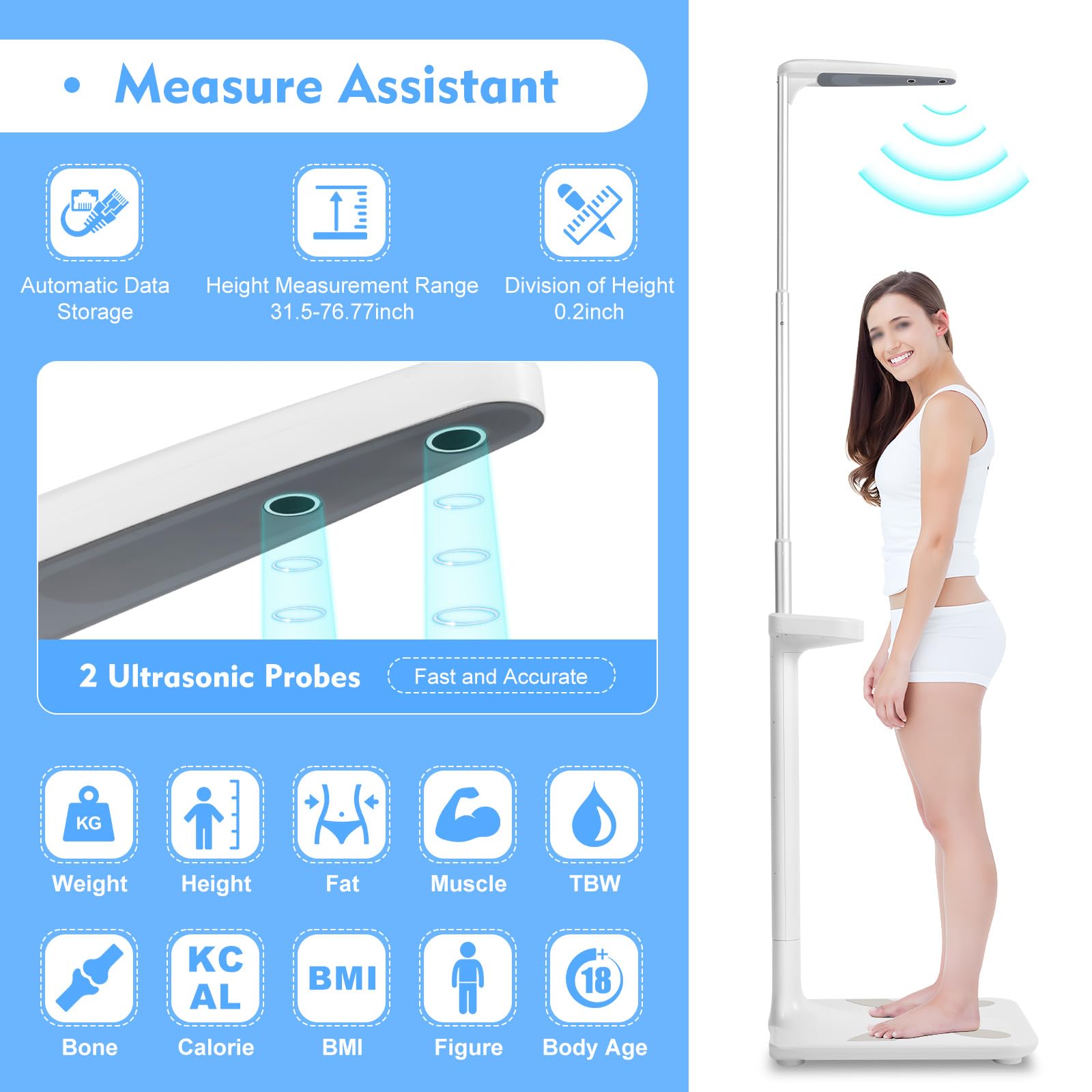 Digital Medical Body Weight Scale - 440Lbs Capacity Professional Physician Scale with Height Measurement for Doctor Offices & Home Use | Accurate Health Monitoring for Adults & Patients