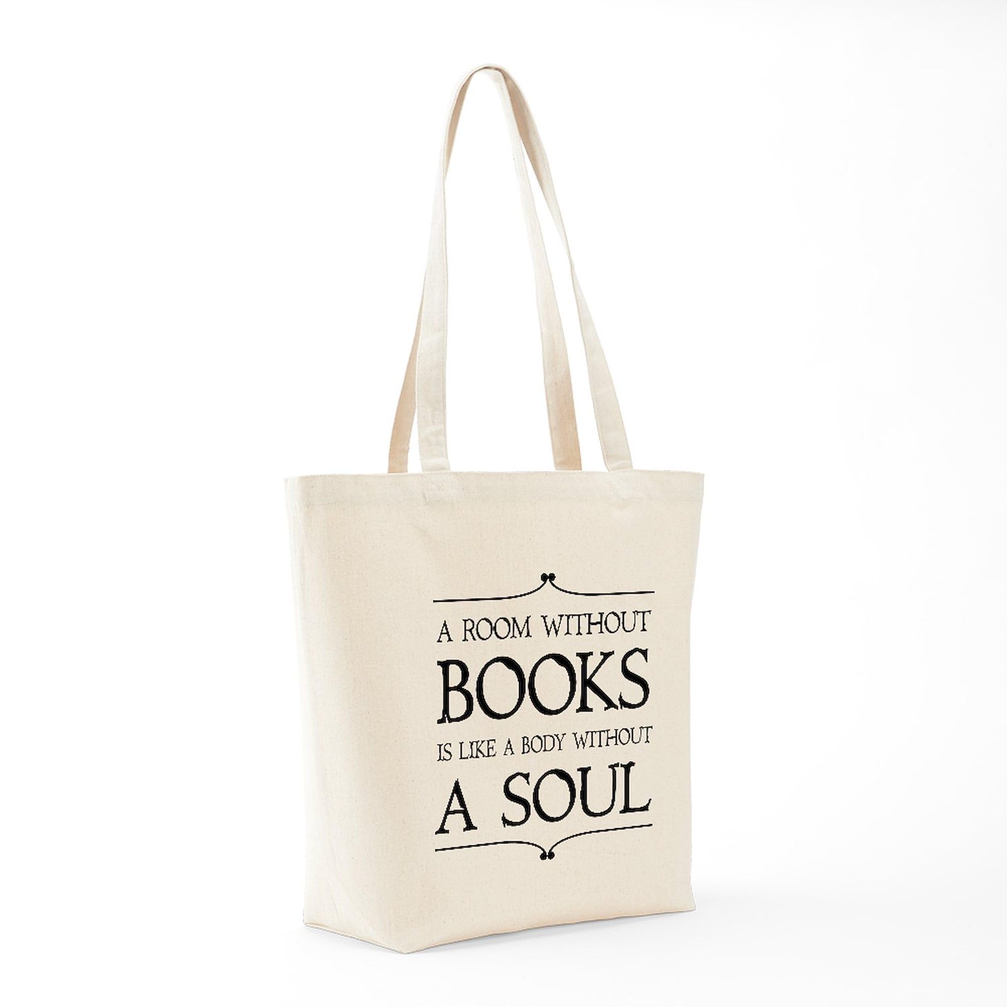 Room Without Books Tote Bag - Natural Canvas Reusable Shopping Bag for Book Lovers, Library Visits & Eco-Friendly Grocery Trips