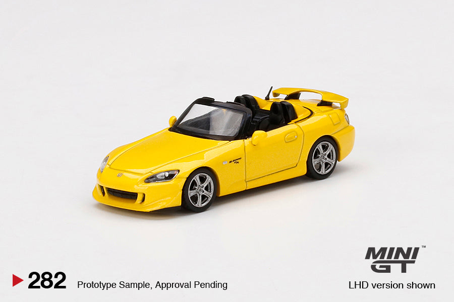 MINIGT 1:64 Scale Honda S2000 CR Diecast Model Car - Rio Yellow Pearl - Collectible Miniature Vehicle for Display & Racing Scenes