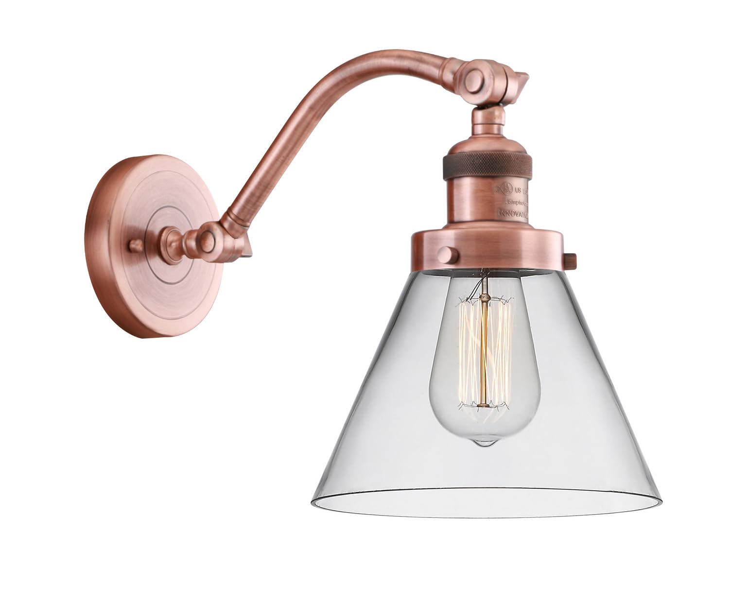 515-1W-AC-G42-LED Vintage Edison Bulb with Antique Copper Cord Set - Dimmable Bare Filament Light for Industrial Loft, Cafe & Home Decor Lighting