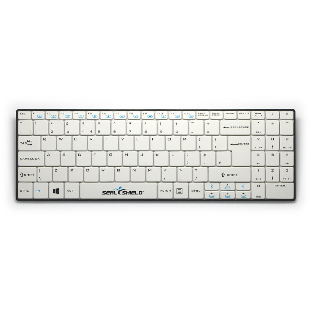 Seal Shield Clean Wipe Bluetooth Mini UK Keyboard - Waterproof, Removable Cover - Ideal for Hospitals, Kitchens & Sanitary Environments