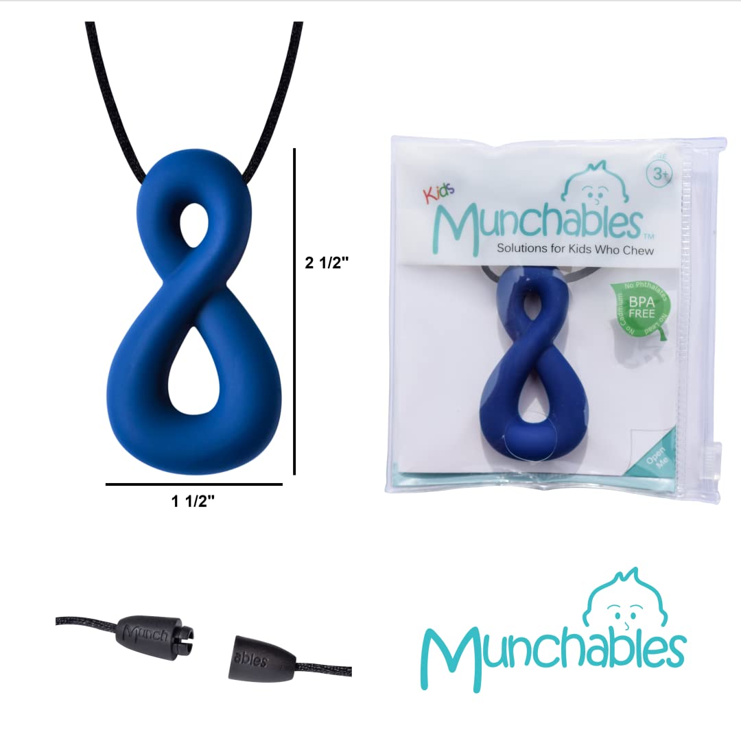 Munchables Infinity Sensory Chew Necklace for Adults & Teens - Anxiety Relief, ADHD, Autism - BPA-Free Chewable Jewelry (Charcoal Black) - Perfect for Fidgeting, Stress Relief & Sensory Stimulation