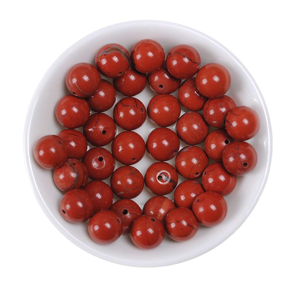 10mm Round Red Jasper Stone Beads for Jewelry Making - Natural Gemstone Beads for Bracelets, Necklaces & DIY Crafts (36pcs/Strand) - Perfect for Boho, Handmade & Healing Crystal Jewelry Designs