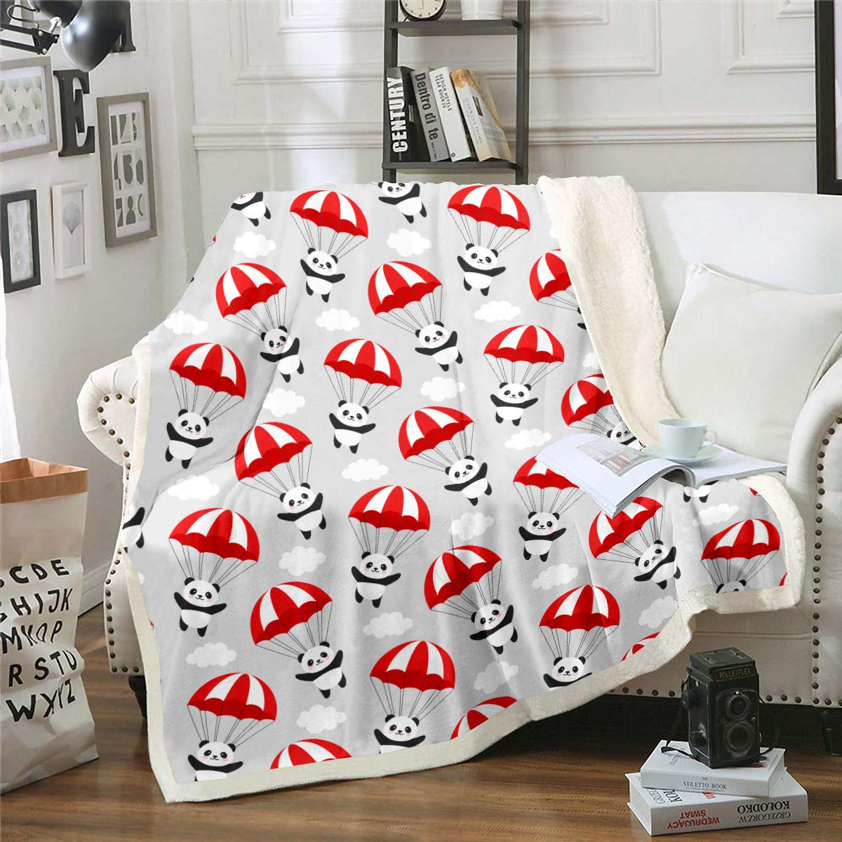 Erosebridal Panda Plush Fleece Blanket - Super Soft Cartoon Animal Throw Blanket for Boys & Girls, 90