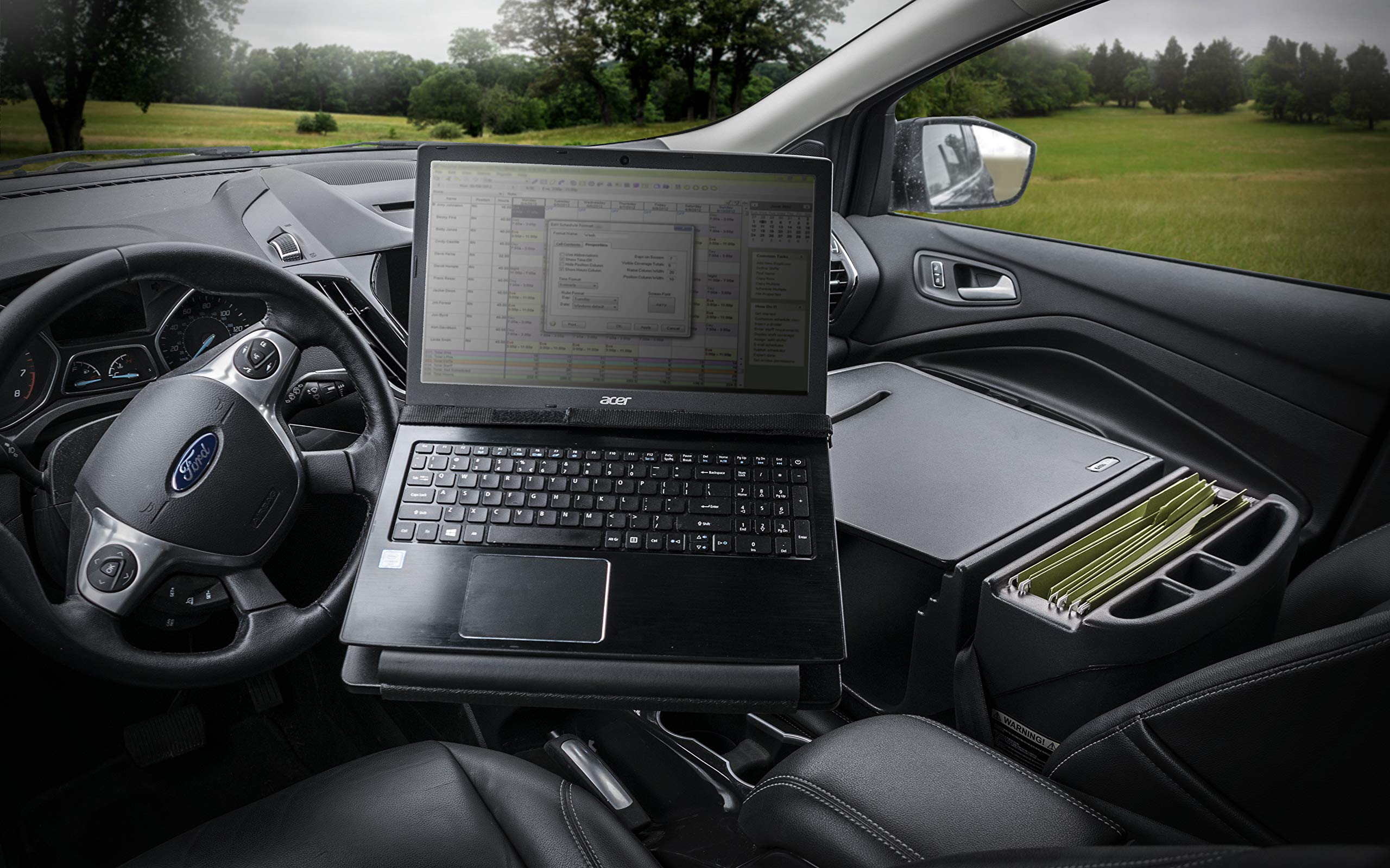 AutoExec AUE10070 Reach Front Seat Car Desk - Black Finish - Portable Laptop Tray for Work & Travel - Perfect for Business, Commuting & Road Trips