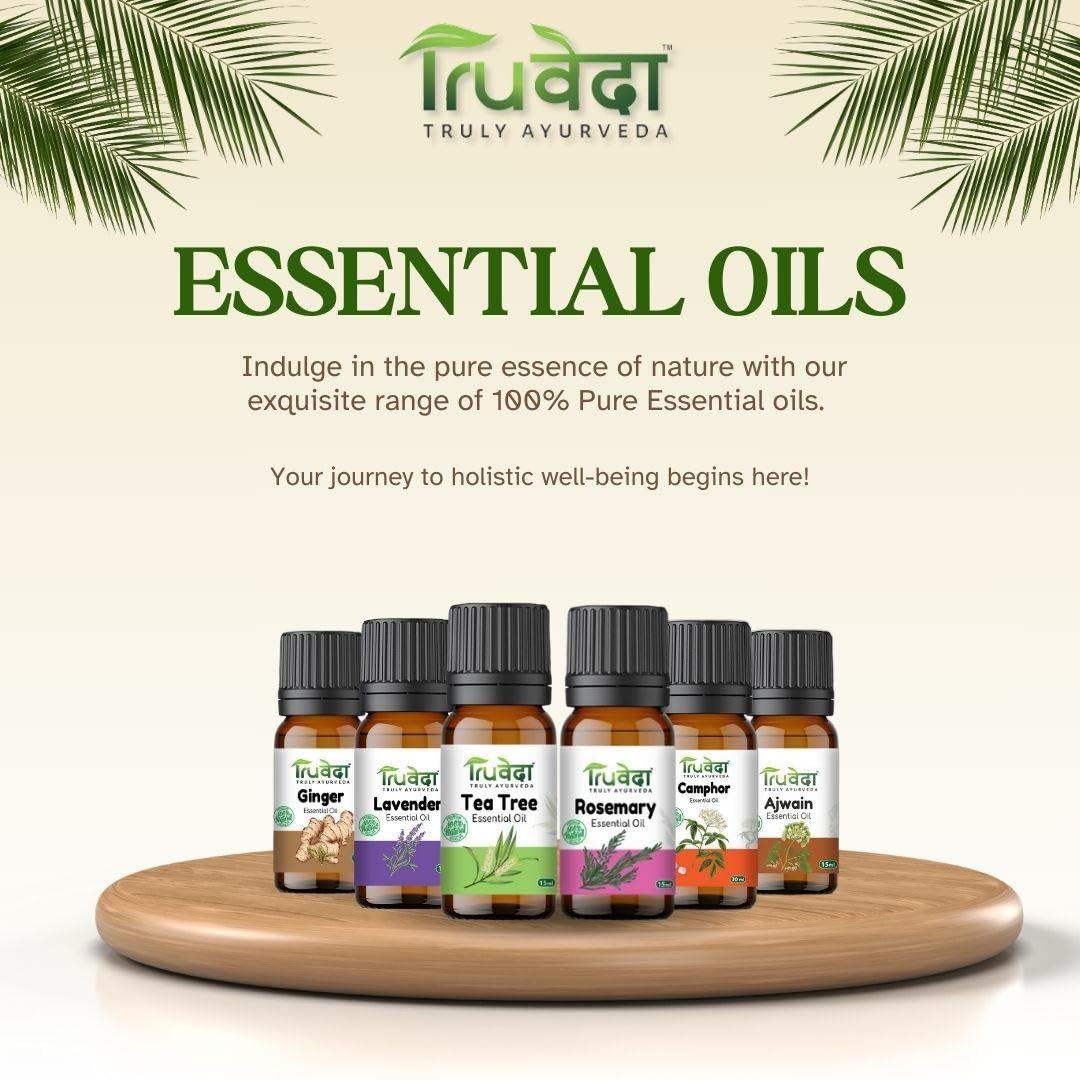 Truveda 100% Pure & Natural Camphor Oil for Skin, Hair Care & Aromatherapy - 15ml Essential Oil for Relaxation, Massage & DIY Beauty Recipes