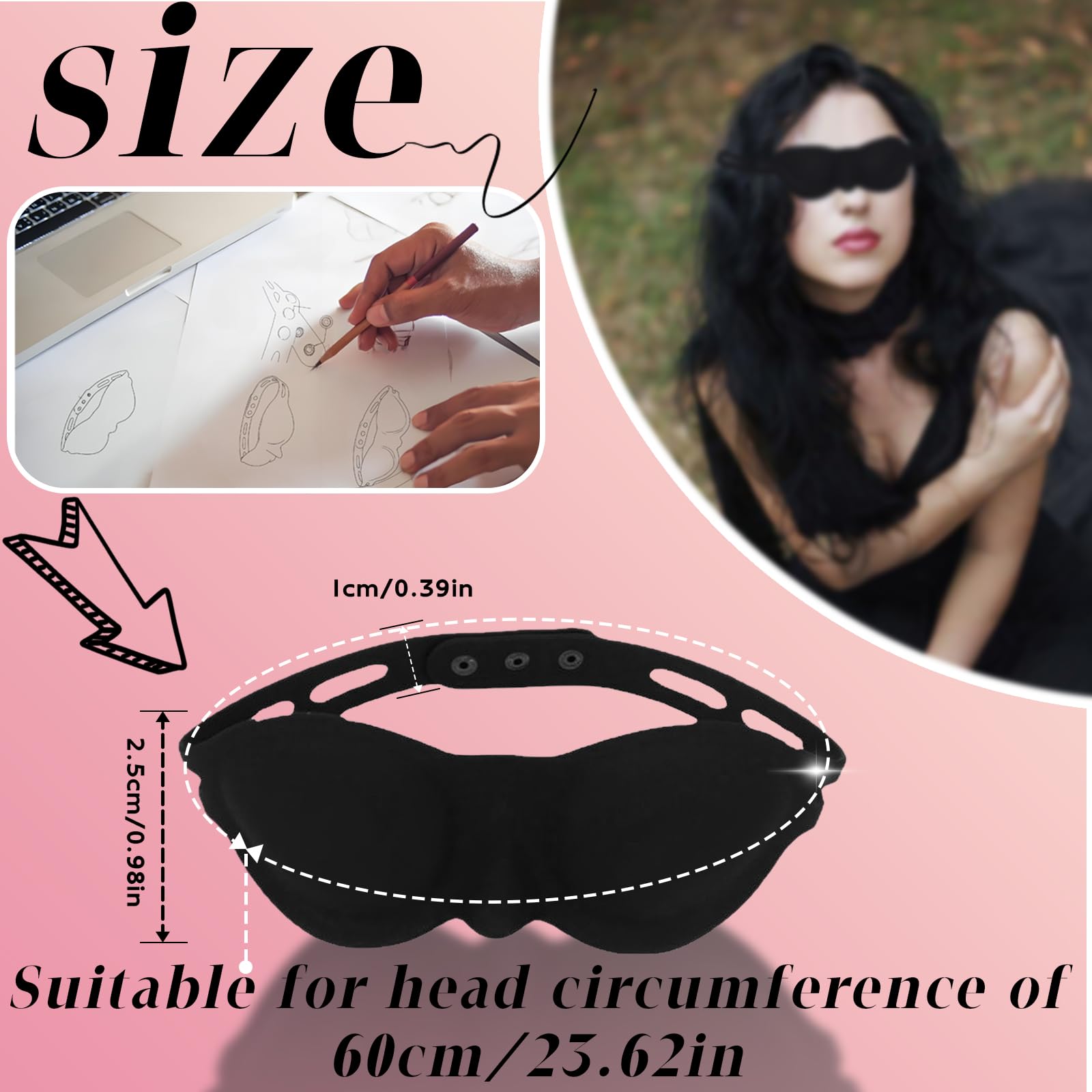 Adjustable Silicone Blindfold Mask for Adults - Blackout Sleep & BDSM Games - Comfortable Black Eye Mask for Couples, Cosplay & Sensory Deprivation