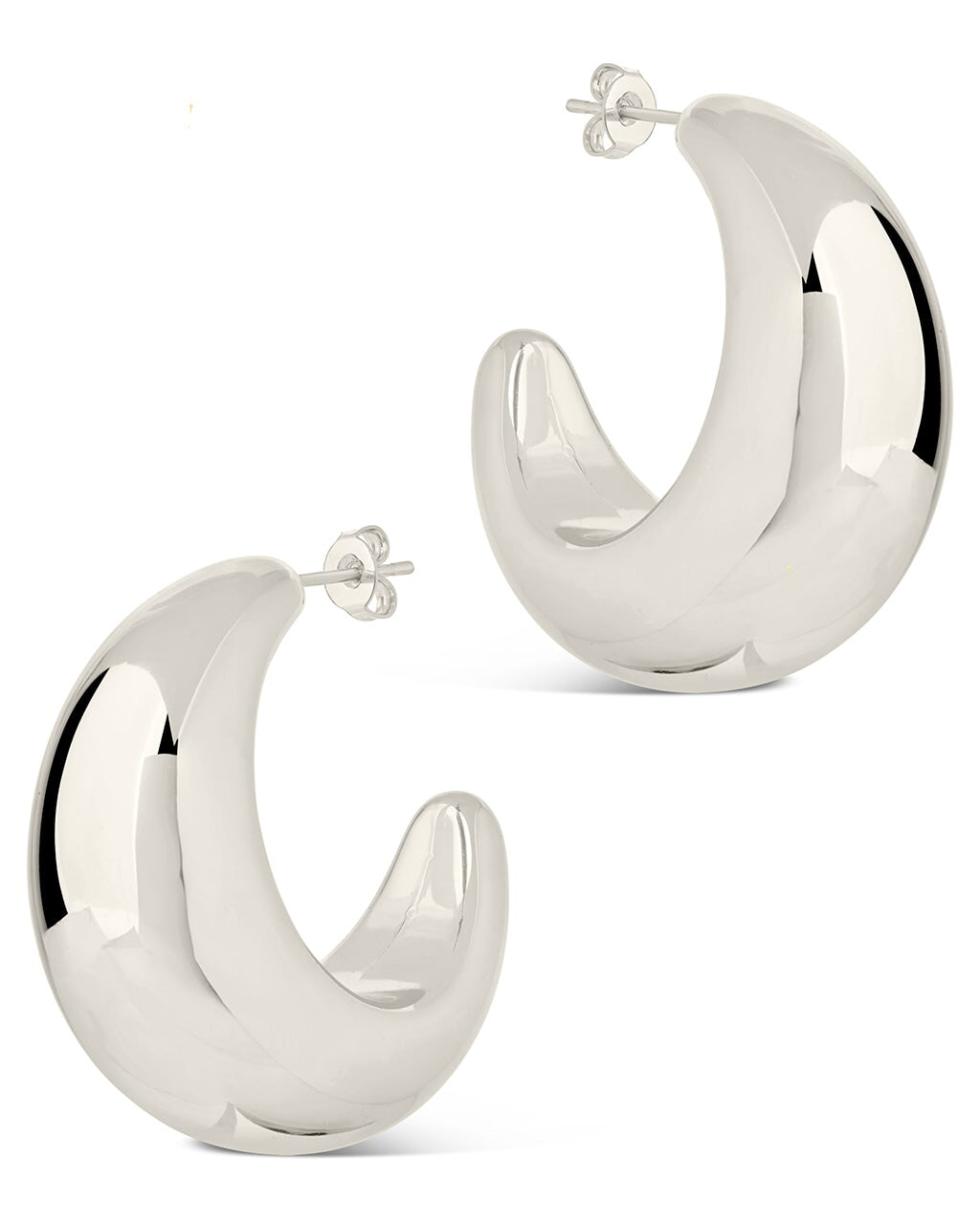 Eclipse Polished Hoop Earrings for Women - 925 Sterling Silver Hypoallergenic Hinged Hoops - Perfect for Everyday Wear, Parties & Gifts
