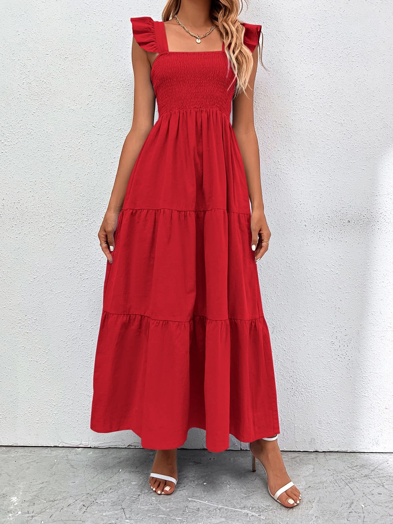 Boho Floral Maxi Dress for Women - Summer Beach Casual Spaghetti Strap Square Neck Long Sun Dress | Perfect for Vacations, Pool Parties & Tropical Getaways