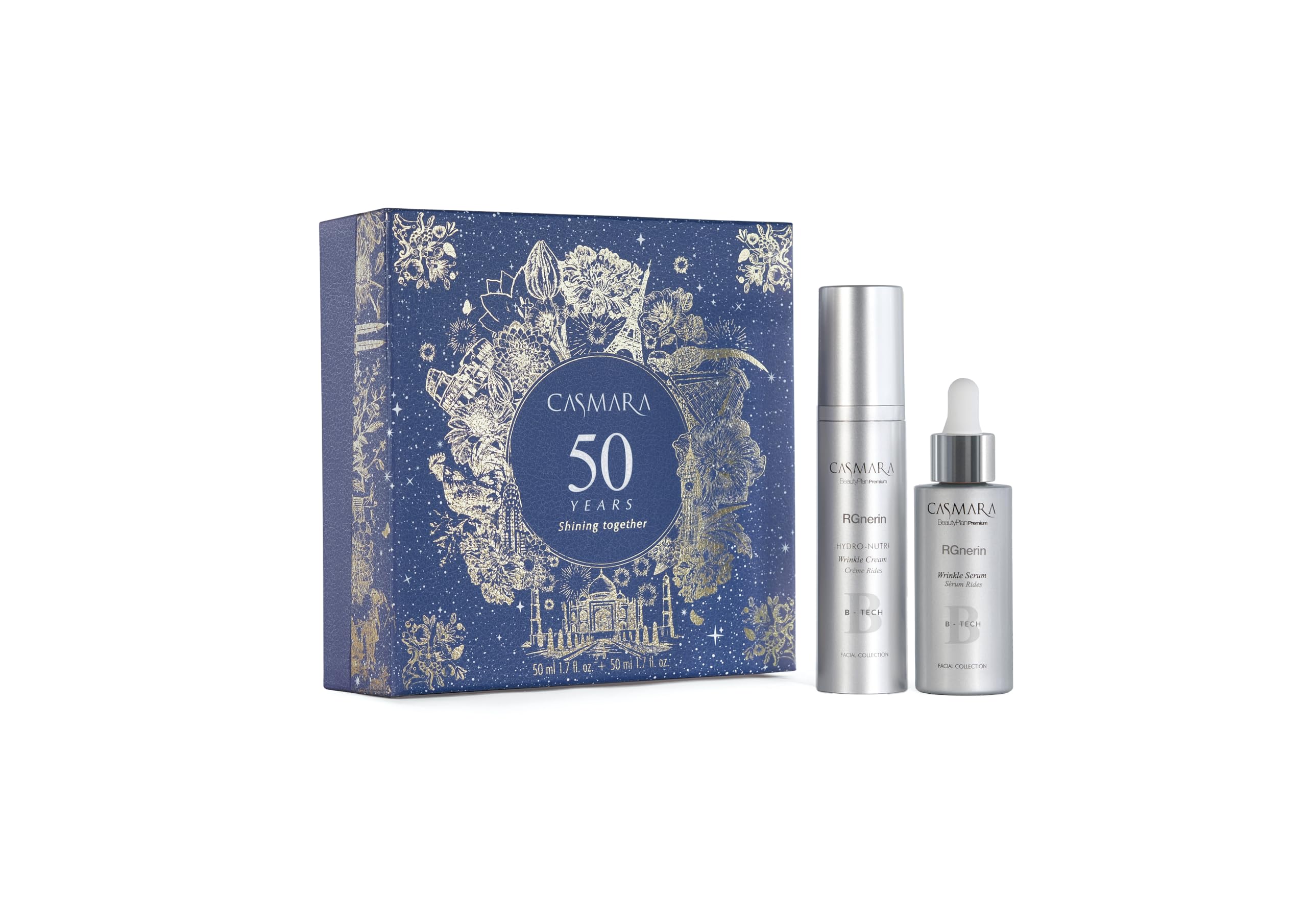 Rgnerin Hydro-Nutri Cream 50mL + Wrinkle Serum 50mL Anti-Aging Skincare Set | Hydrating Moisturizer & Fine Line Treatment | Perfect for Night Routine & Travel Beauty Essentials