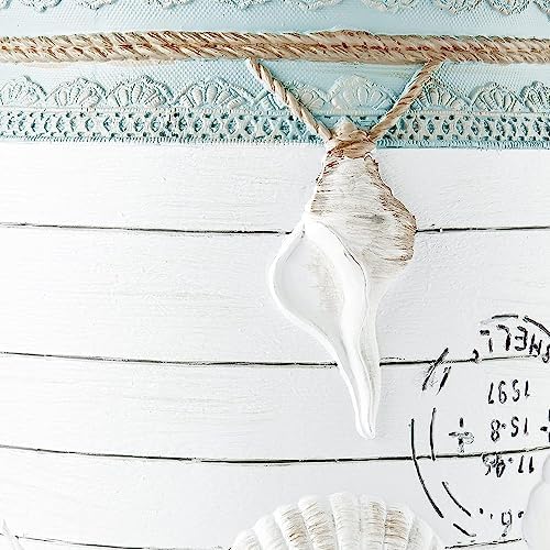 Avanti Linens Decorative Wastebasket - Farmhouse Chic Trash Can for Home & Office, Shell Collection | Perfect for Bedroom, Bathroom & Kitchen Organization