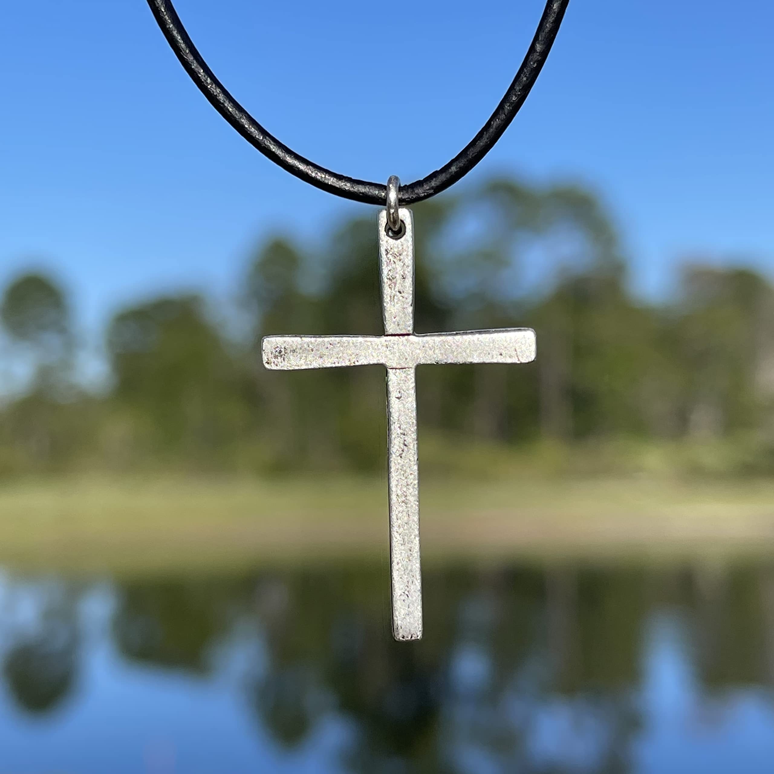 Silver Thin Simple Cross Necklace for Men & Women - Catholic Religious Jewelry, Faith-Based Gift for Baptism, Father's Day & Christian Ceremonies | Elegant Spiritual Accessory for Daily Wear & Special Occasions