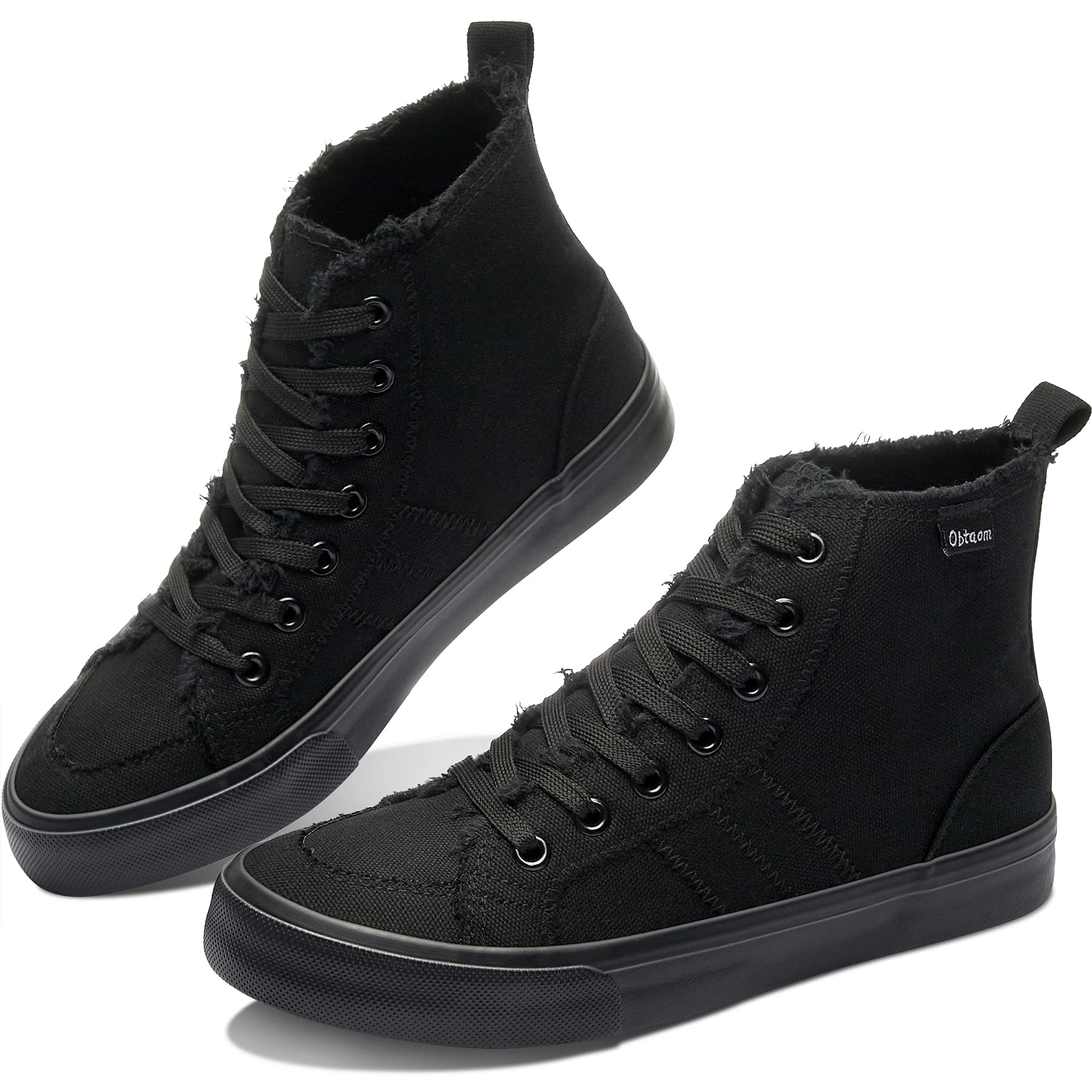 Obtaom Women's High Top Linen Sneakers - Breathable Casual Lace Up Canvas Shoes for Fashion & Comfort | Perfect for Walking, Travel & Everyday Wear