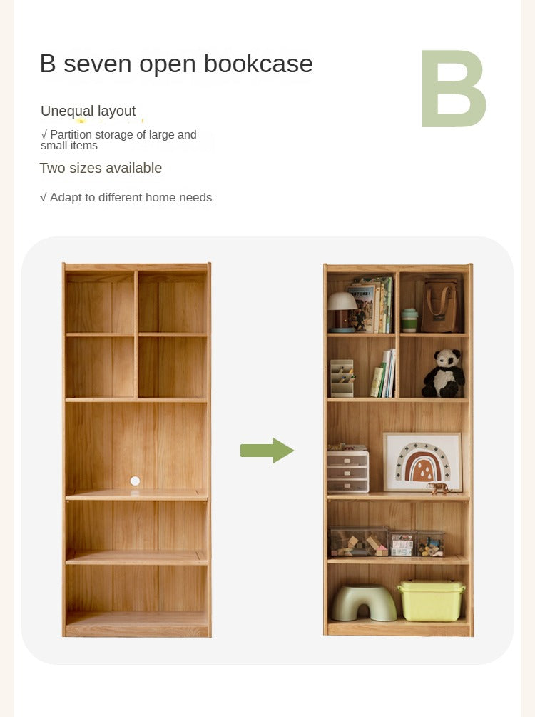 Solid Oak Wood Kids Bookshelf - Sturdy & Safe Book Storage for Toddlers & Children - Perfect for Bedroom, Nursery, or Playroom Organization