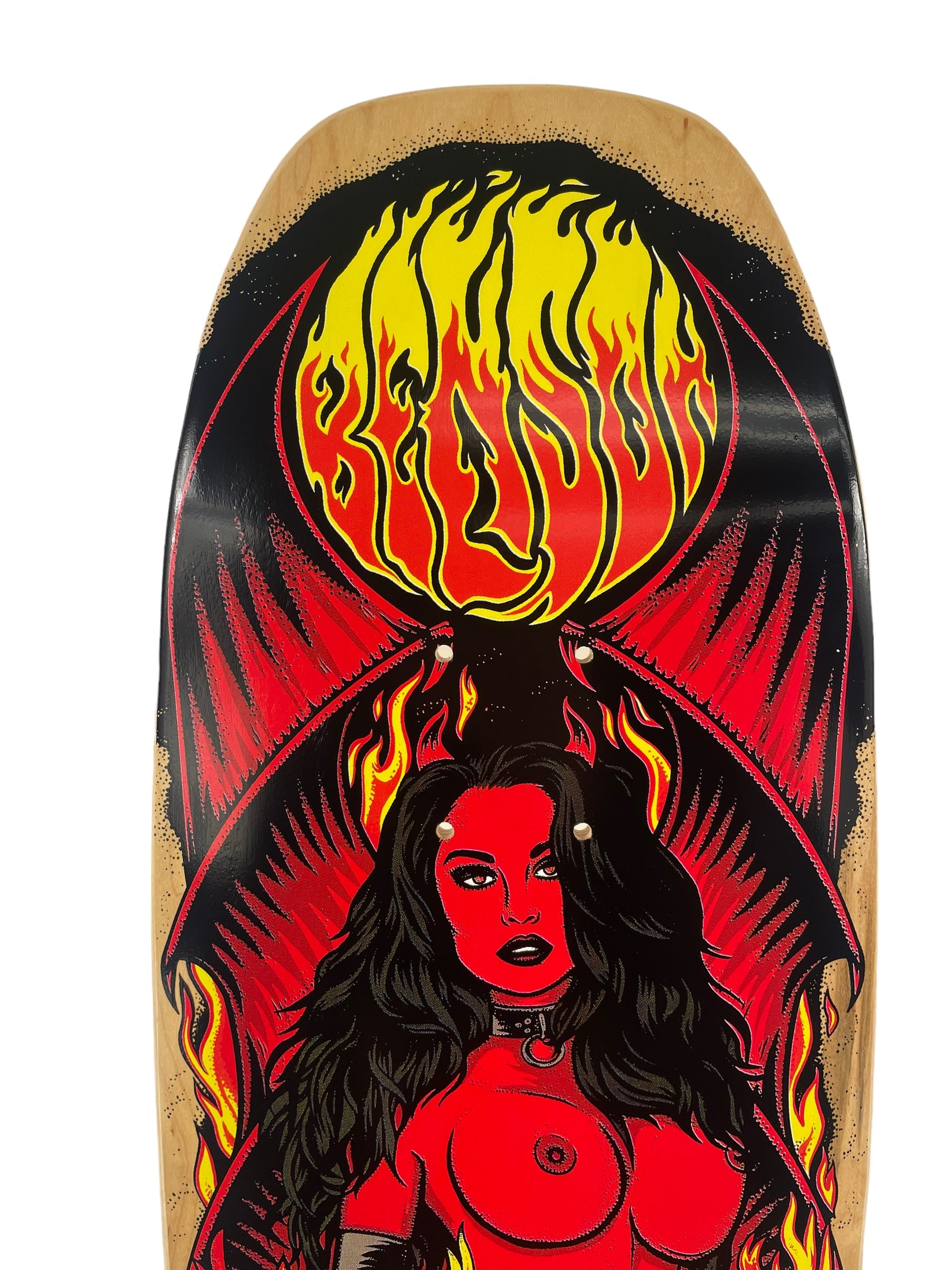 Benson RED Devil Woman Pro Deck Death Skateboard - 9 Inch POOL Shape for Street & Vert Skating - Perfect for Skate Parks & Pool Riding