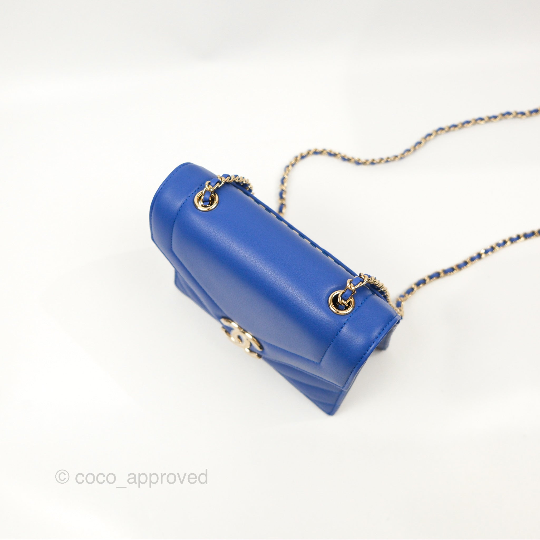 Chanel Chevron Square Envelope Flap Bag Royal Blue 19C - Luxury Designer Handbag for Women, Perfect for Evening Parties, Date Nights & Special Occasions