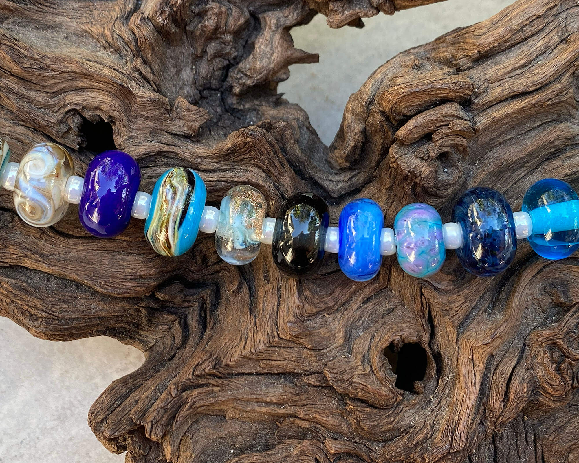 22 Blue Orphan Lampwork Bead Set SRA - Handmade Glass Beads for Jewelry Making, DIY Crafts & Scrapbooking - Perfect for Necklaces, Bracelets & Home Decor