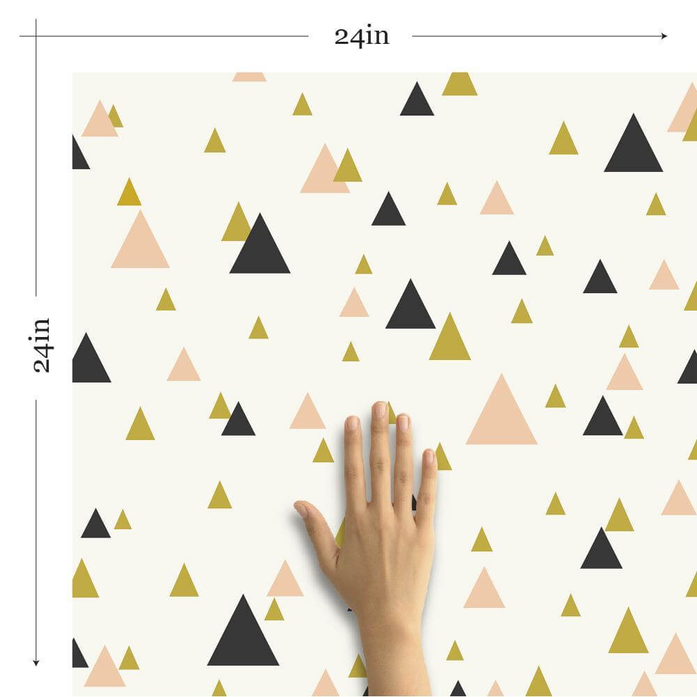 Peach or Yellow Geometric Peel and Stick Removable Wallpaper for Teens - Self-Adhesive Decorative Wall Covering for Bedrooms, Dorm Rooms & Home Decor