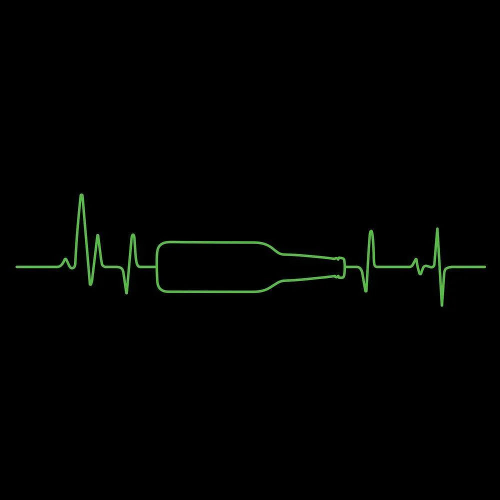 Men's EKG Graphic Drinking T-Shirt - Black - Casual Wear for Parties, Bars, and Everyday Outfits